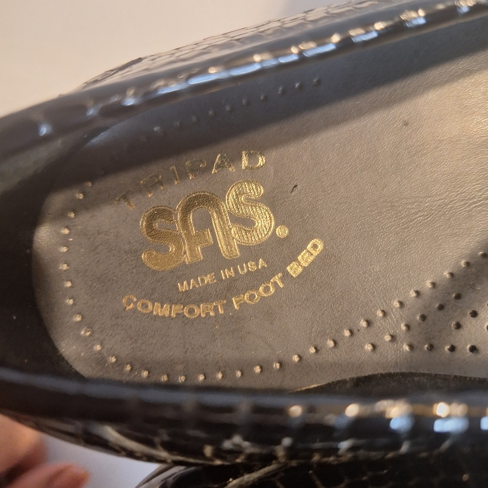 SAS Simplify Everyday Croc Black Leather Women's Loafers. Size 9.5 W - Picture 6 of 8